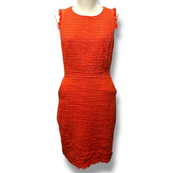 166 J.CREW | EUC Orange Tweed Sleeveless Sheath Dress (Size 6) - Picture 3 of 16